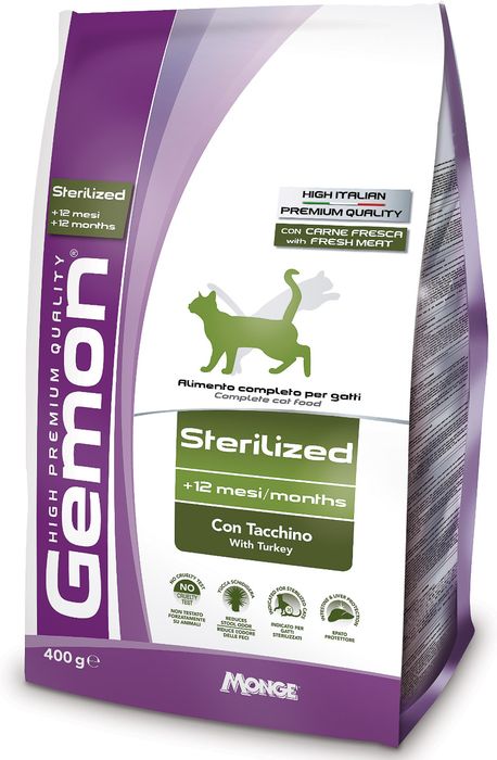 Gemon Gemo Cat Sterilised сухой корм для стерилизованных кошек с индейкой (400 г)