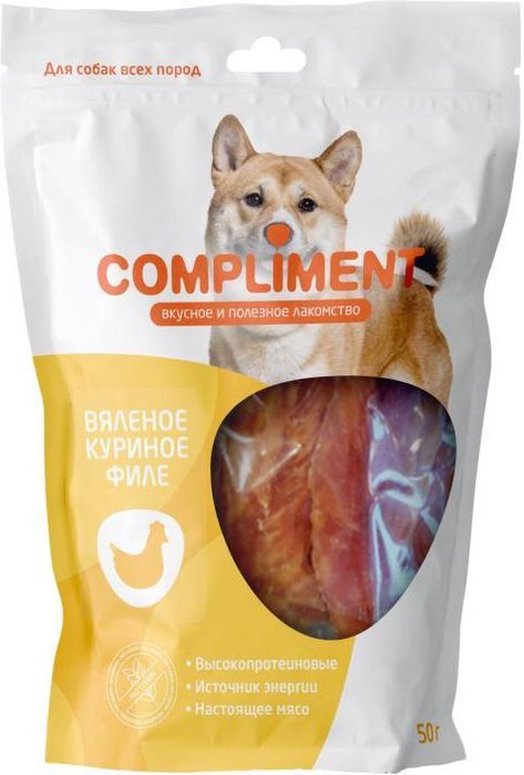 

Compliment лакомство для собак, вяленое куриное филе (50 г)