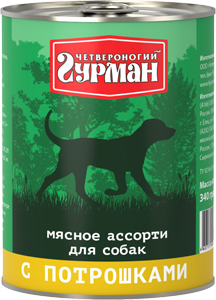 

Четвероногий Гурман Мясное Ассорти консервы для собак кусочки с потрошками (340 г)