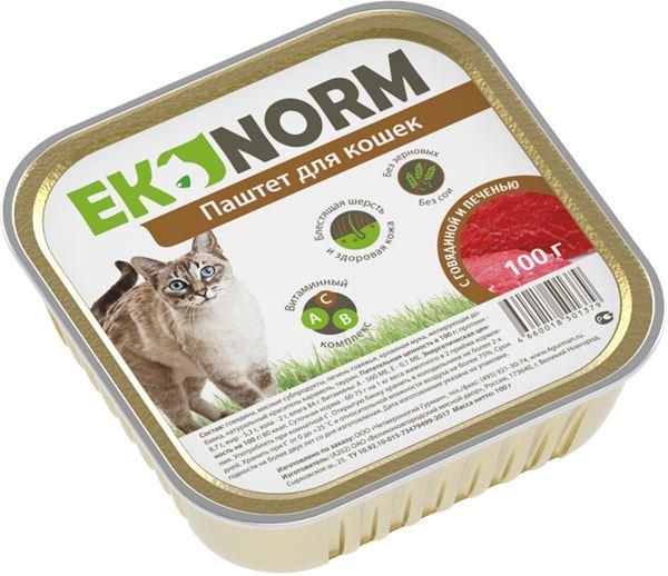 

Ekonorm влажный корм для взрослых кошек, паштет с говядиной и печенью (100 г)