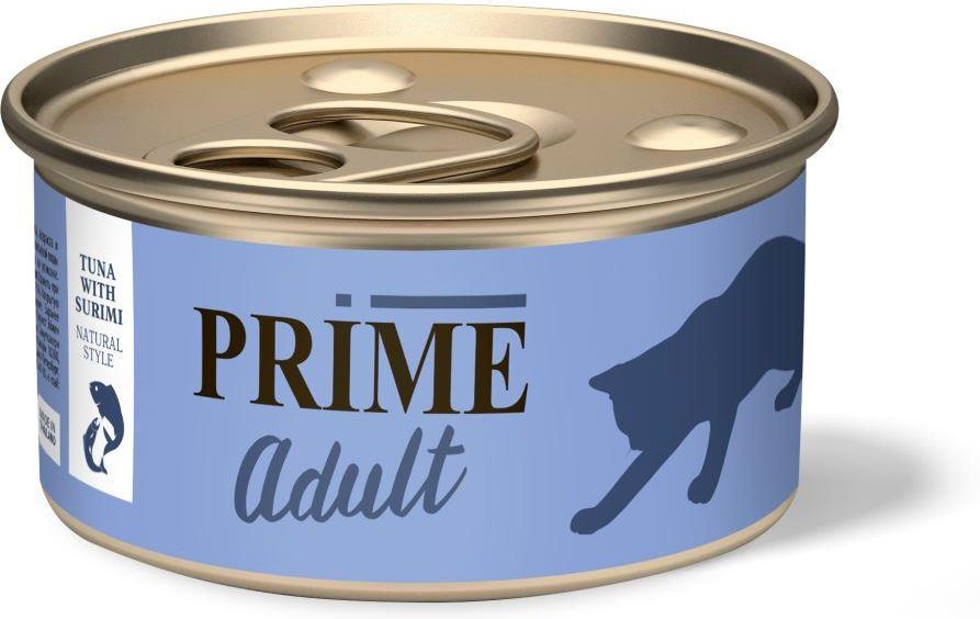 

Prime влажный корм для кошек, тунец с сурими в собственном соку (70 г)