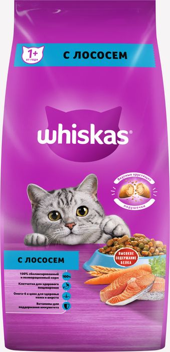

Whiskas сухой корм для кошек аппетитный обед с лососем (350 г)
