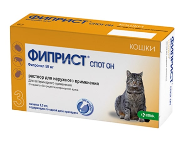 

Фиприст cпот он капли от блох и клещей для кошек (1 шт)