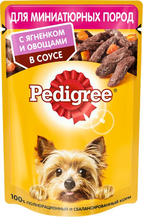 

Pedigree влажный корм для взрослых собак миниатюрных пород, ягненок и овощи в соусе (85 г)