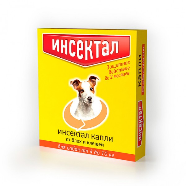 Инсектал капли от блох и клещей для собак 4-10 кг (1 шт)