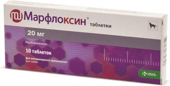 

Марфлоксин таблетки для собак средних пород, вкус мяса, 20 мг (10 таб)