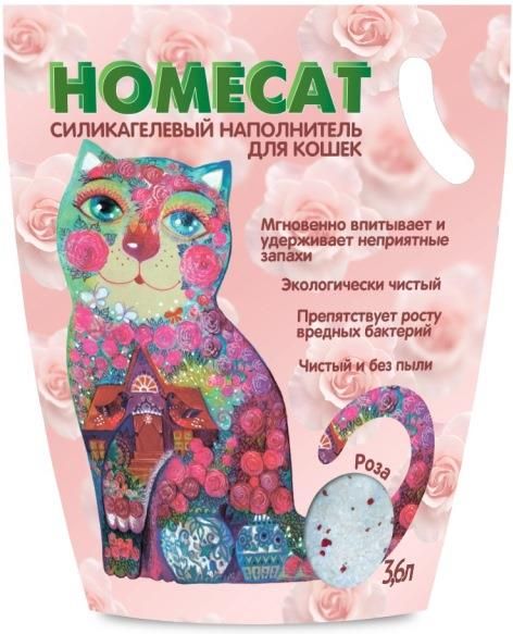 

HOMECAT силикагелевый наполнитель для кошачьих туалетов с ароматом розы (3,25 кг)