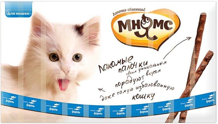 

Мнямс лакомые палочки для кошек с лососем и форелью (13,5 см)