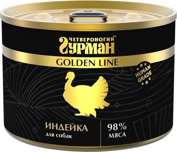 

Четвероногий Гурман Golden line влажный корм для собак, индейка (525 г)
