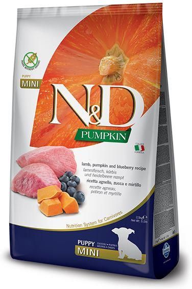 

Farmina N&D Pumpkin корм для щенков малых пород, ягненок, черника и тыква (800 г)
