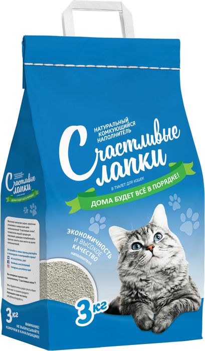

Чистые лапки Наполнитель СЧАСТЛИВЫЕ ЛАПКИ комкующийся (3 кг)