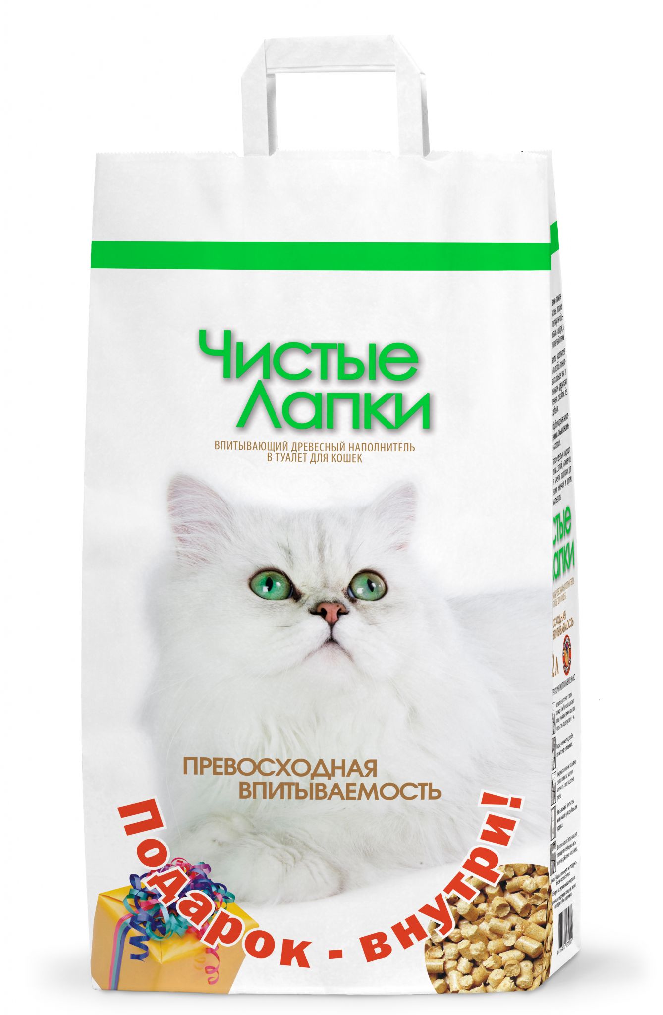 

Чистые лапки наполнитель древесный впитывающий для кошек (37 л)