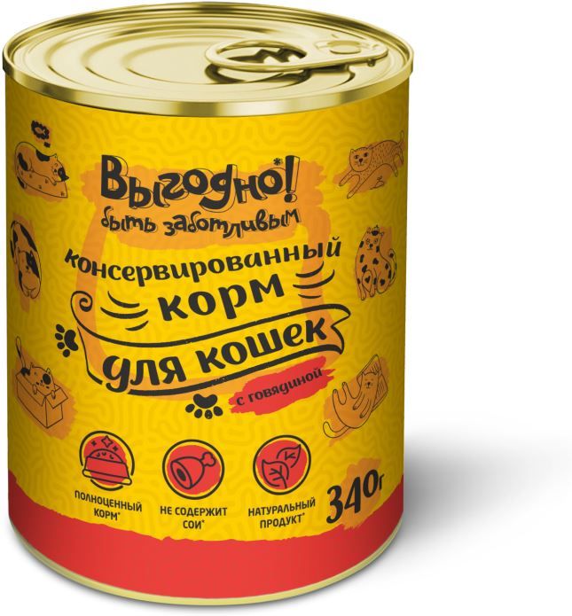 

Выгодно влажный корм для кошек, с говядиной (340 г)