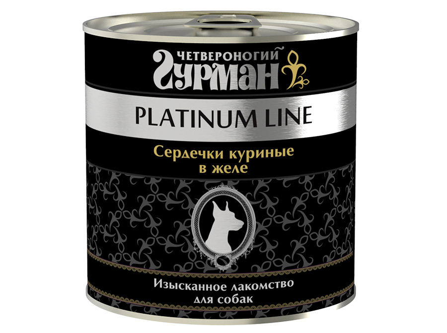 

Четвероногий Гурман Platinum консервы для собак с сердечками куриными в желе (240 г)