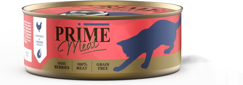 

Prime Meat влажный корм для кошек, курица с креветкой, филе в желе (100 г)