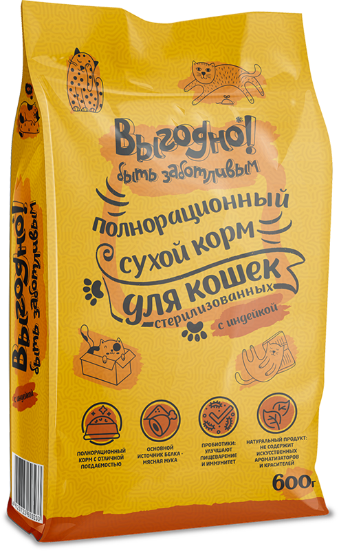 

Выгодно корм для стерилизованных кошек, с индейкой (10 кг)