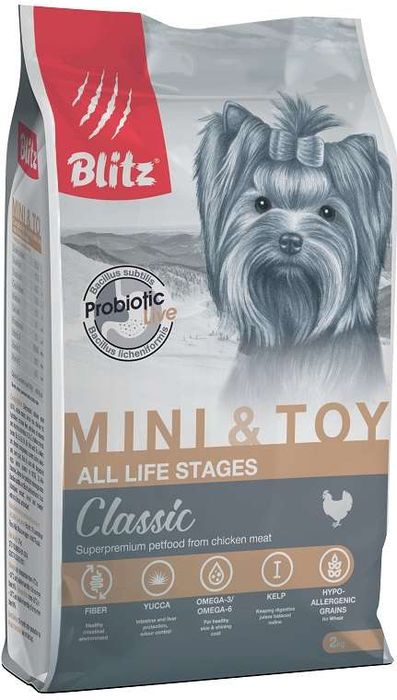 

Blitz Adult Mini&Toy Classic сухой корм для собак мелких и миниатюрных пород (2 кг)