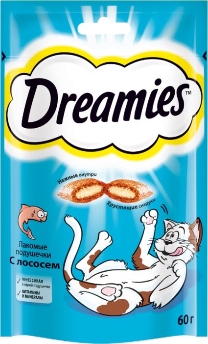 

Dreamies лакомство для кошек подушечки с лососем (60 г)
