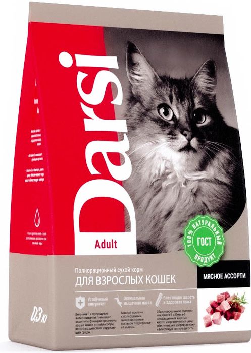 

Darsi Standart корм для взрослых кошек всех пород, мясное ассорти (1,8 кг)