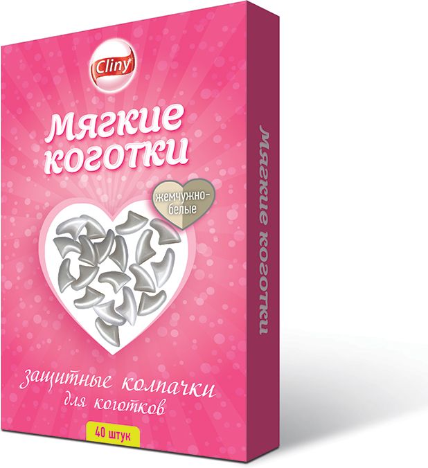 Cliny Cl мягкие коготки жемчужно-белые, 40шт (1 уп)