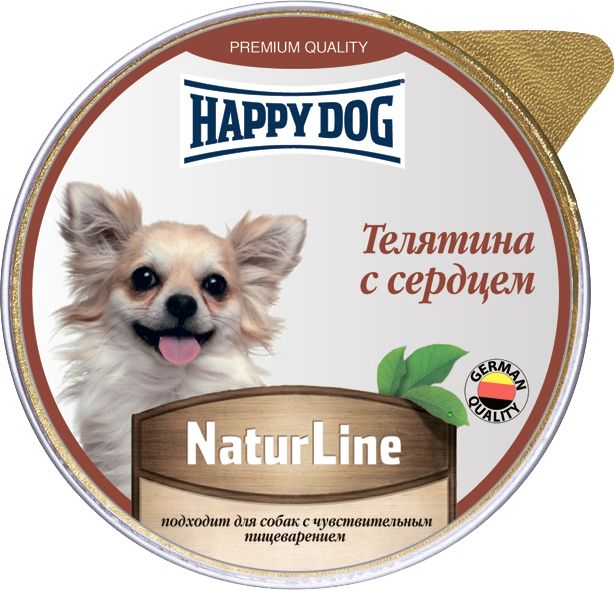 Happy Dog Natur Line влажный корм для собак, телятина с сердцем, паштет (125 г)