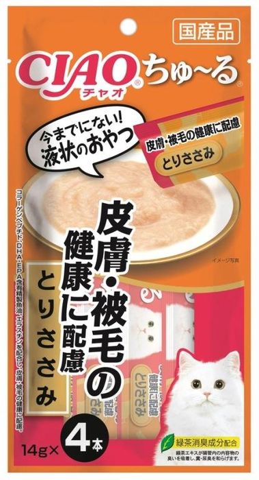 

Inaba Ciao Churu лакомство-пюре для кошек, для красоты кожи и шерсти, куриное филе (4х14 г)