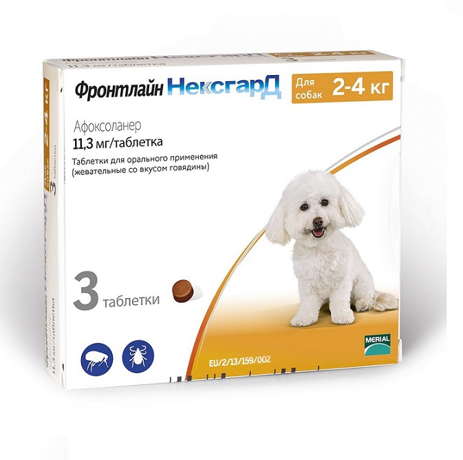 

Merial Фронтлайн Нексгард таблетки от блох и клещей для собак 2-4 кг (1 таблетка)