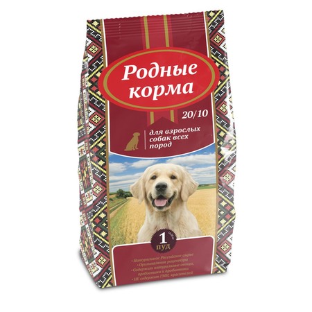 

Родные корма сухой корм для взрослых собак всех пород с говядиной (16,38 кг)