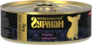 

Четвероногий Гурман Golden консервы для щенков с курицей и говядиной (100 г)