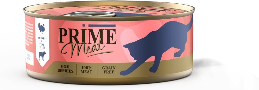 

Prime Meat влажный корм для кошек, индейка с телятиной, филе в желе (100 г)