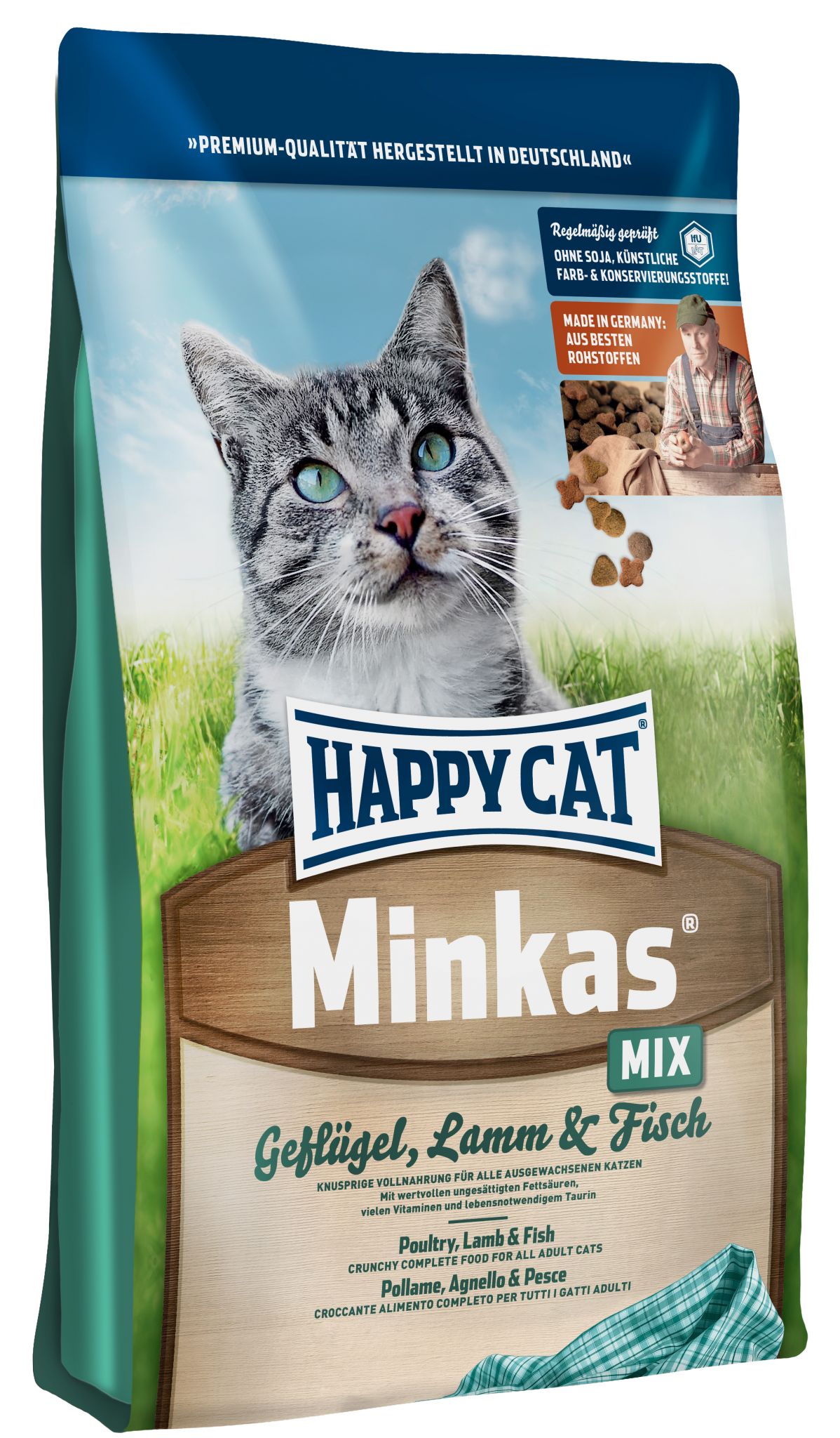 

Happy Cat Minkas Mix сухой корм для кошек с птицей, ягненком и рыбой (4 кг)