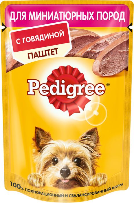 

Pedigree влажный корм для собак миниатюрных пород паштет с говядиной (80 г)