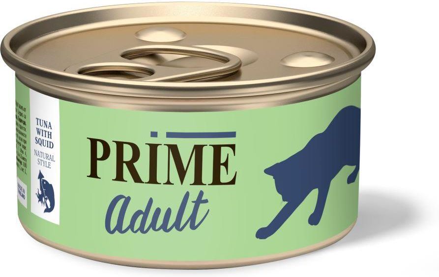 

Prime влажный корм для кошек, тунец с кальмаром в собственном соку (70 г)