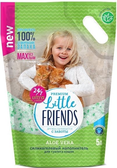 

Little Friends Aloe Vera наполнитель для кошачьих туалетов, силикагель (2 кг)