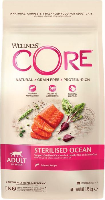 Wellness CORE сухой корм для кастрированных котов и кошек с лососем (1,7 кг)