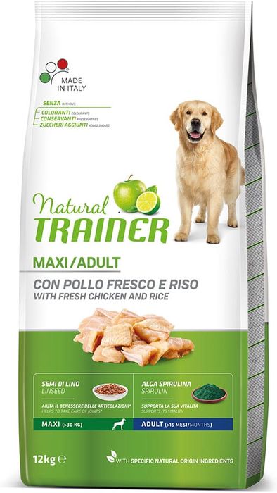 

Trainer Natural корм для взрослых собак крупных пород с курицей и рисом (12 кг)