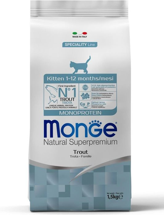 

Monge Cat Kitten Monoprotein сухой корм для котят всех пород, форель (1,5 кг)