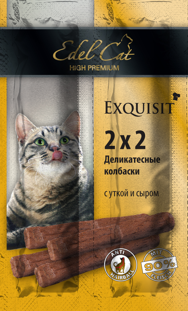 

Edel Cat лакомство для кошек колбаски-мини с уткой и сыром (4 штуки)