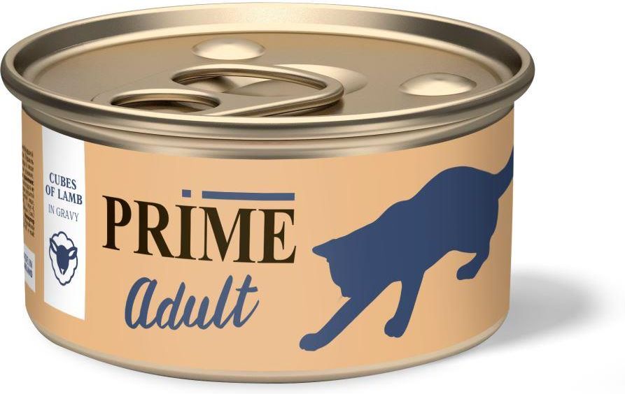 

Prime влажный корм для кошек, ягненок, кусочки в соусе (75 г)