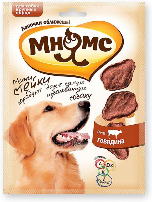 

Мнямс лакомство для взрослых собак крупных пород, стейки (75 г)