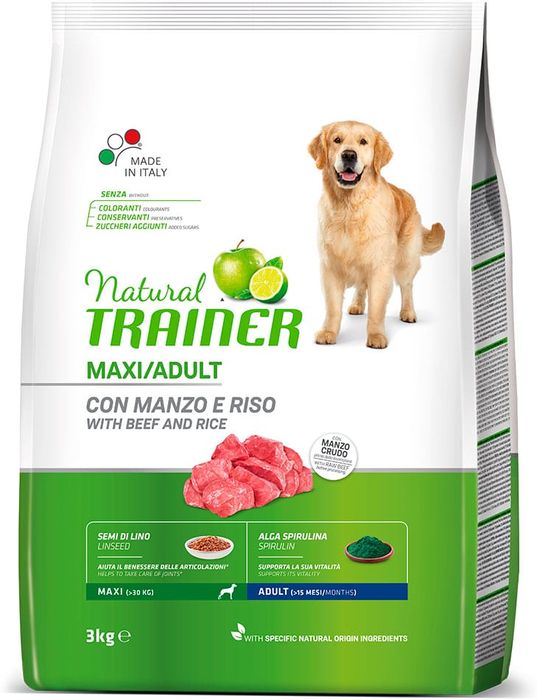 

Trainer Natural корм для взрослых собак крупных пород с говядиной и рисом (12 кг)
