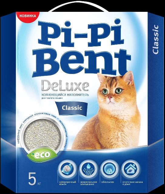 

Pi-Pi-Bent Pi-Pi Bent De Lux classic наполнитель для туалета комкующийся (5 кг)