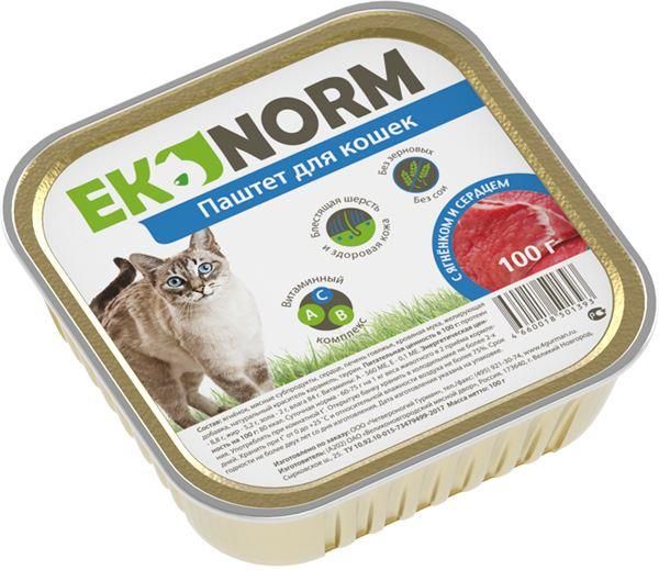 

Ekonorm влажный корм для взрослых кошек, паштет с ягненком и сердцем (100 г)
