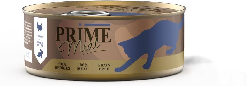 

Prime Meat влажный корм для кошек, индейка с кроликом, филе в желе (100 г)