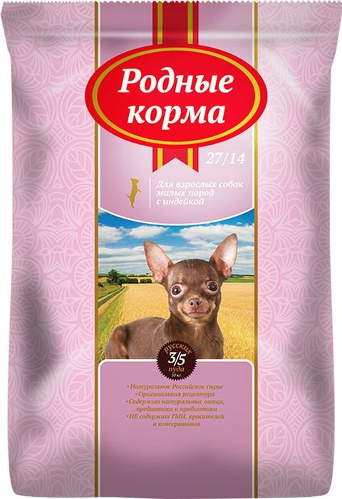 

Родные корма сухой корм для взрослых собак малых пород, индейка (2,04 кг)