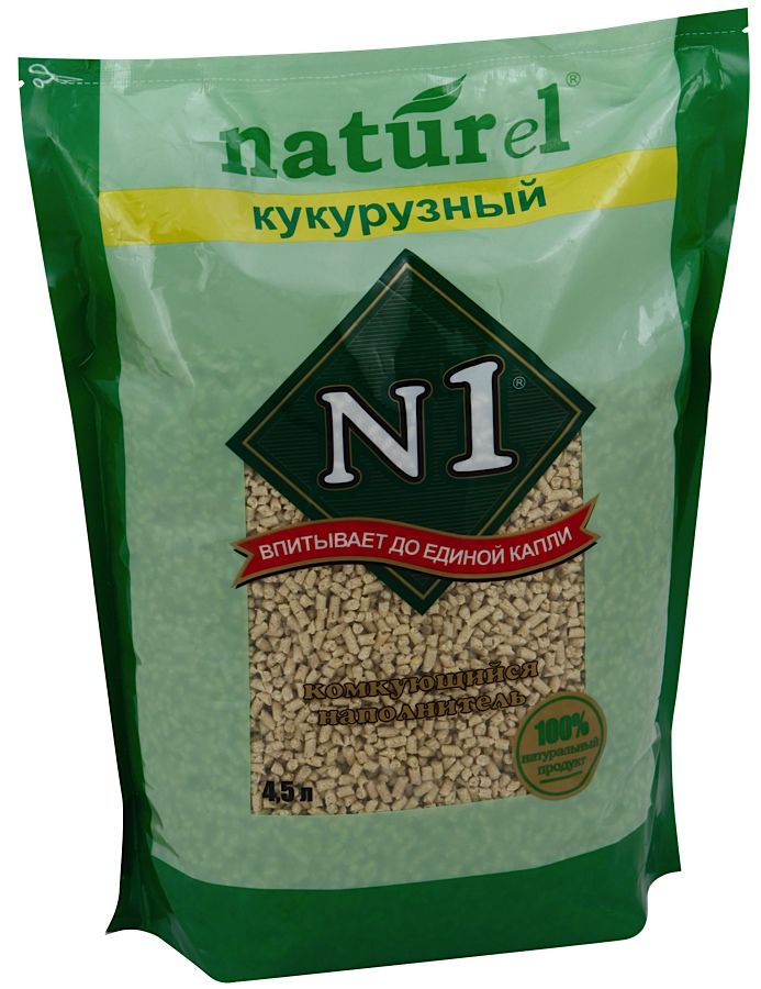 №1 Crystals Naturel Кукурузный наполнитель комкующийся для кошек (4,5 л)