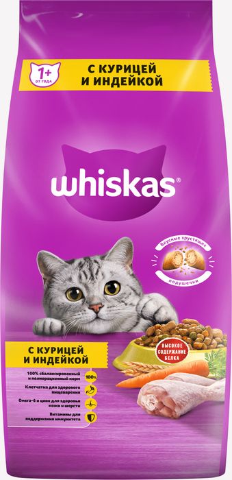 

Whiskas сухой корм для кошек аппетитное ассорти с курицей и индейкой (800 г)