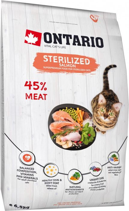 

Ontario корм для стерилизованных кошек, с лососем (2 кг)