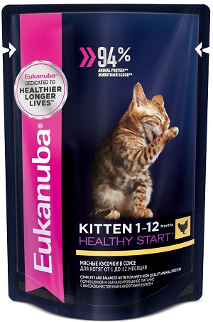 

Eukanuba влажный корм для котят с курицей в соусе (85 г)