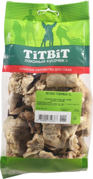 

TiTBiT лакомство для собак, легкое говяжье ХL (мягкая упаковка) (40 г)